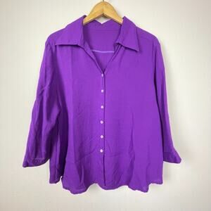 Fridaze‎ Linen Button-Up Shirt XL Long Sleeve Coastal Slow Fashion Minimalist
